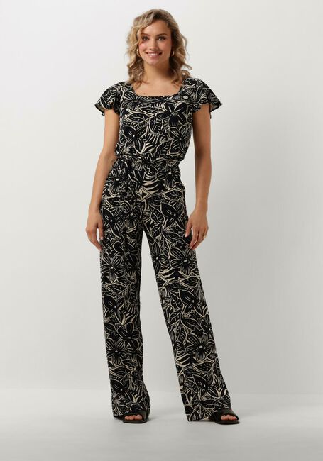 Zwarte JANSEN AMSTERDAM Jumpsuit VFB445 JERSEY PRINTED JUMPSUIT SQUARE NECKLINE - large
