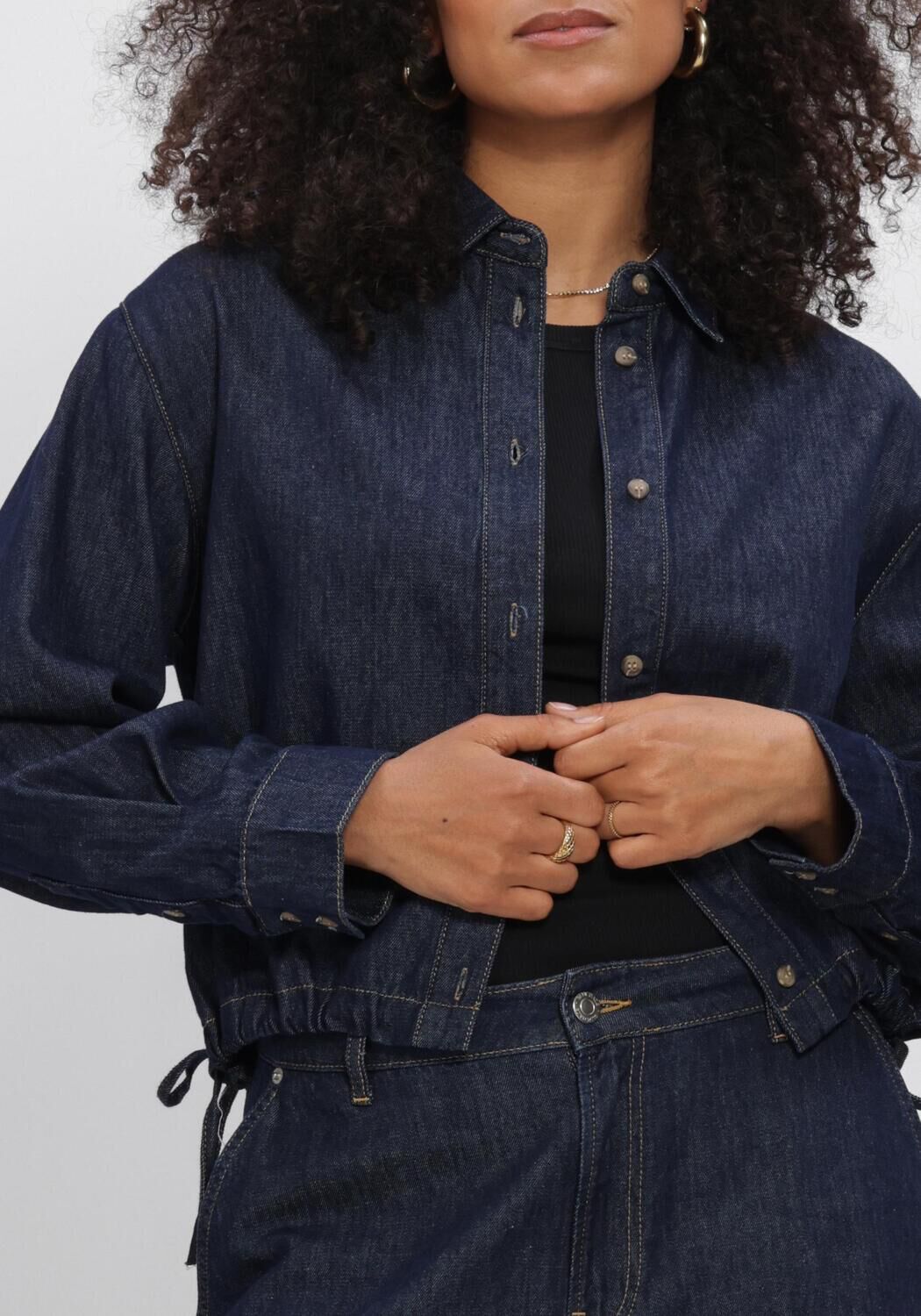 Donkerblauwe SUMMUM Blouses DENIM BLOUSE LIGHT COTTON TWIL - large