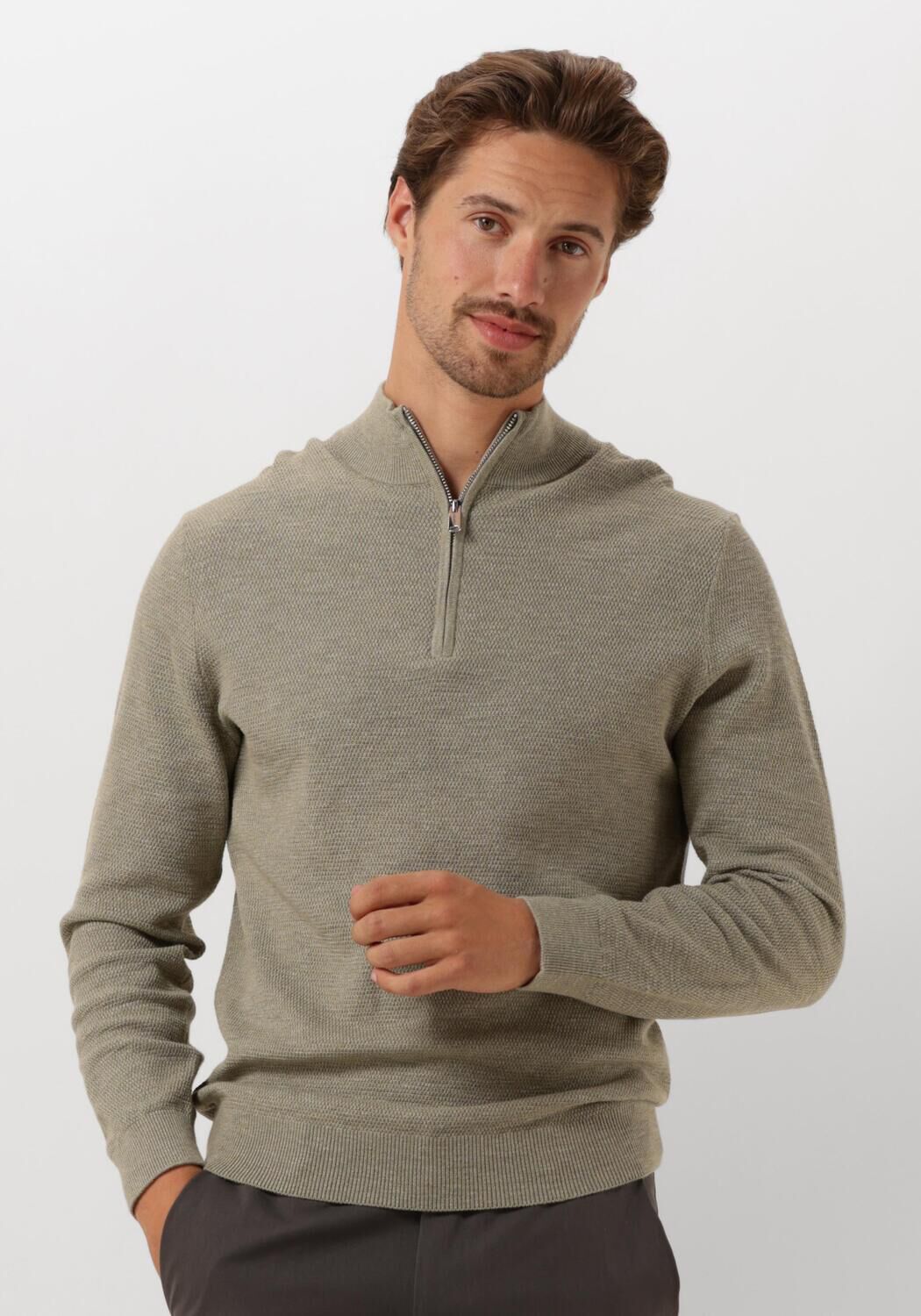 PROFUOMO Heren Truien & Vesten Pullover Half Zip Groen