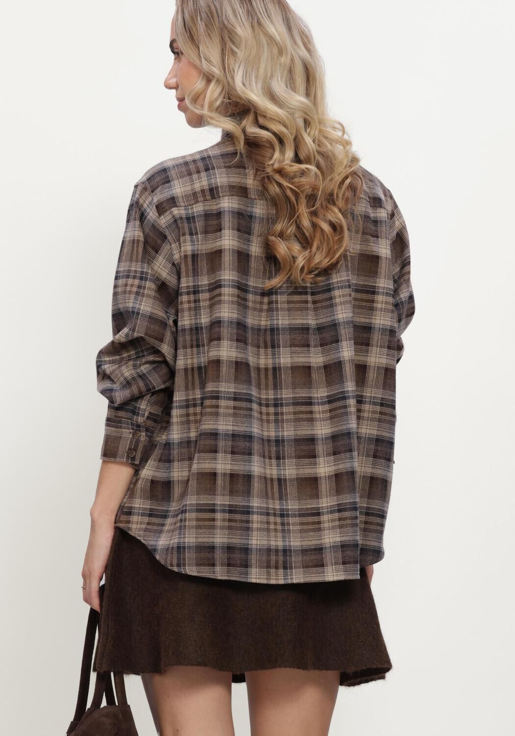 Taupe NEO NOIR Blouses DALMA FLANNEL CHECK SHIRT - large