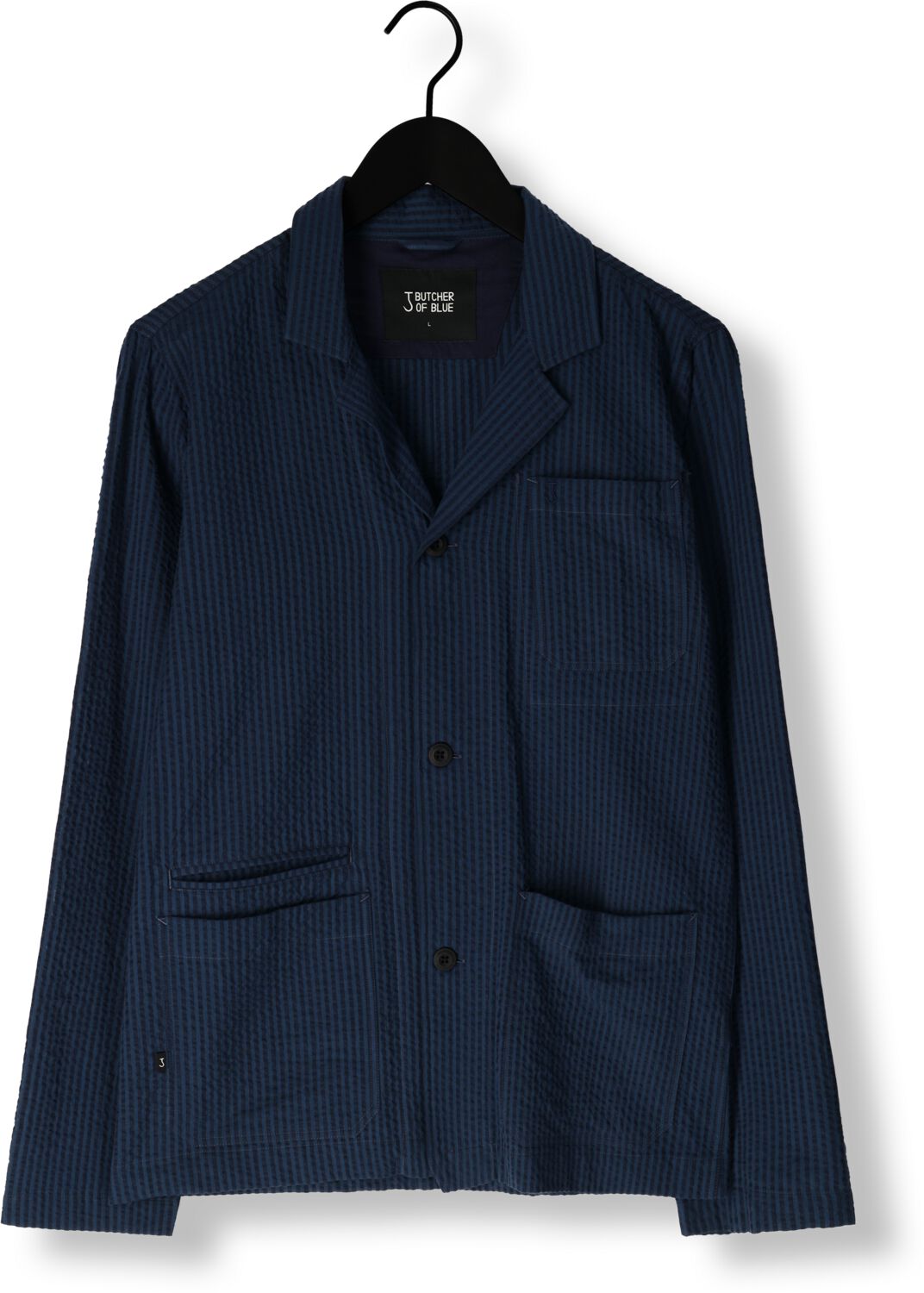 BUTCHER OF BLUE Heren Overhemden Worker Seersucker Blazer Blauw