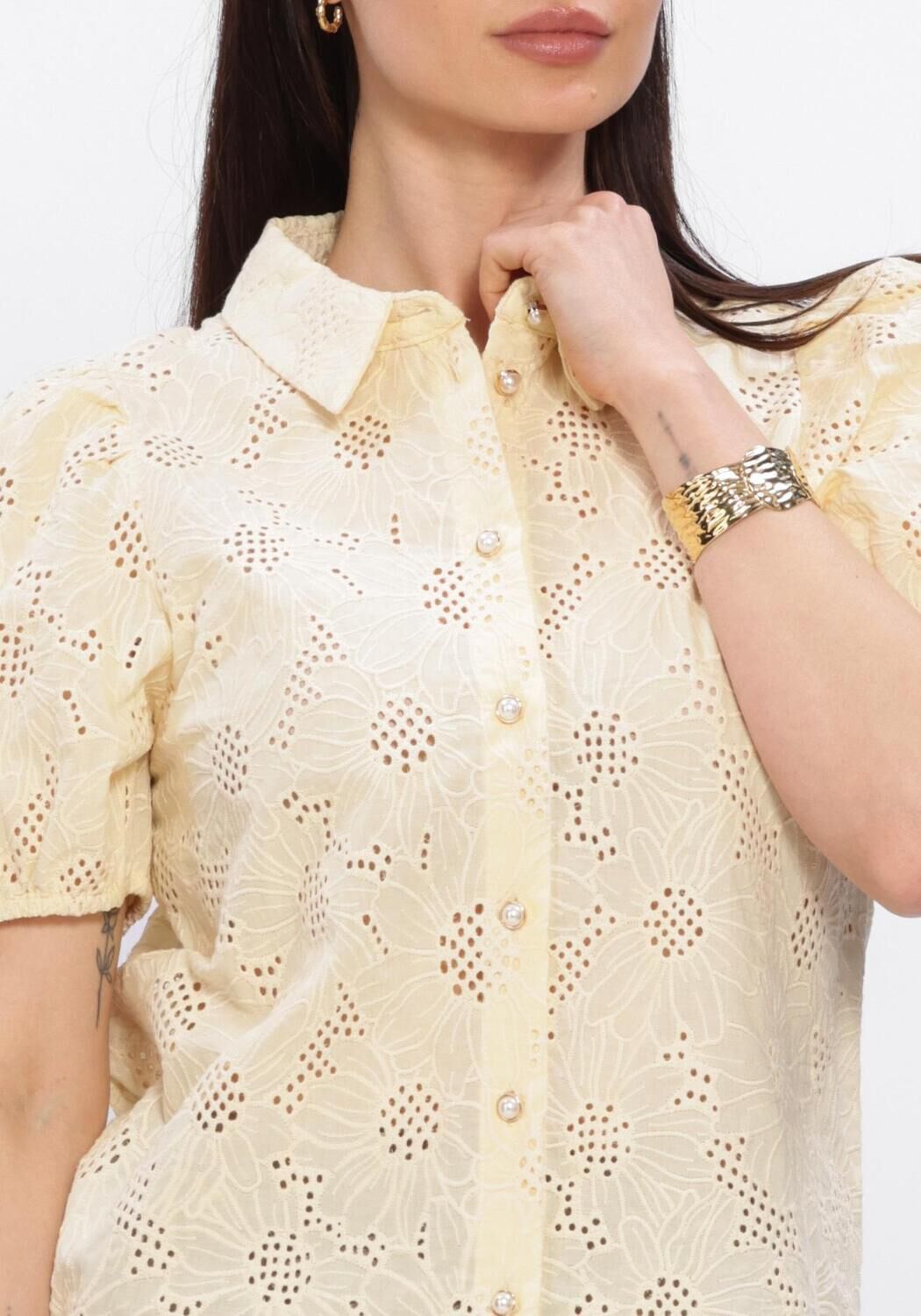 Gele FREEBIRD Blouses WV-FLOWER-EMBRO-26-1 - large