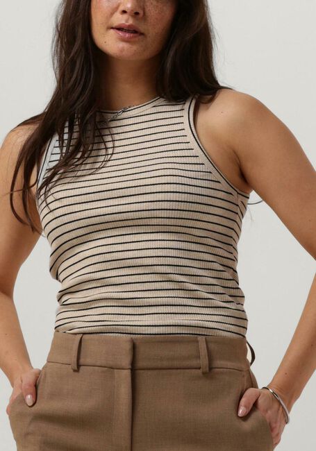 Beige SELECTED FEMME Top SLFANNA O-NECK STRIPED TANK TOP - large