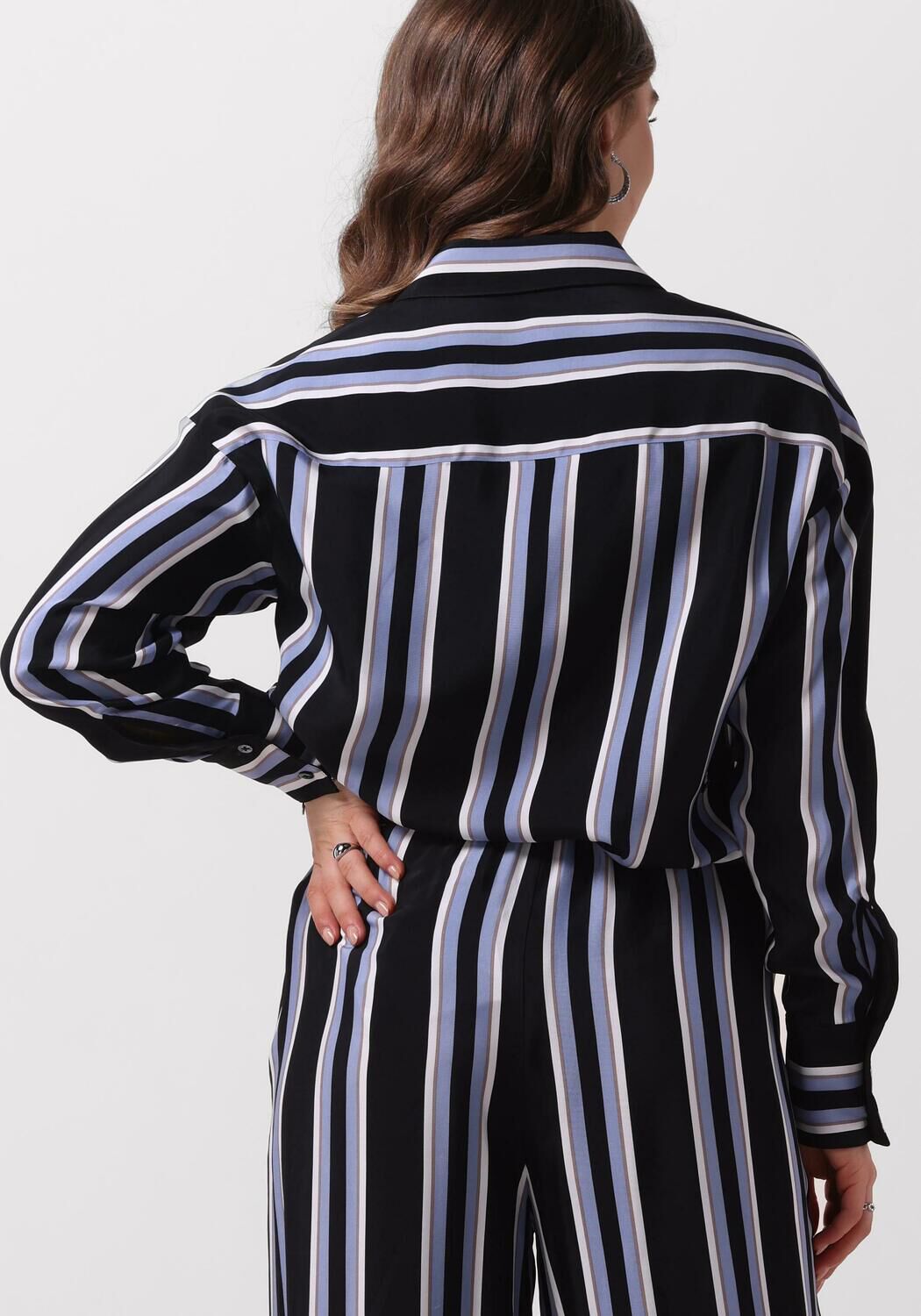 VANILIA Dames Blouses Blouse Striped Fit Adjustable Zwart