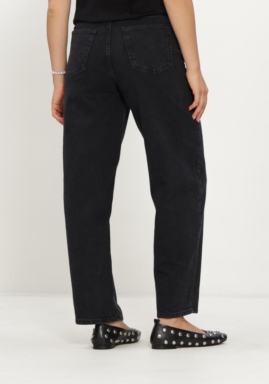 Zwarte SELECTED WOMEN Straight leg jeans SLWBARREL BEA-KORI HW JEANS - large