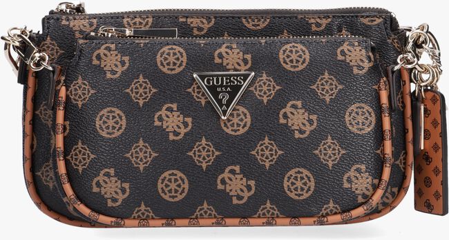 Bruine GUESS Schoudertas ARIE DOUBLE POUCH - large