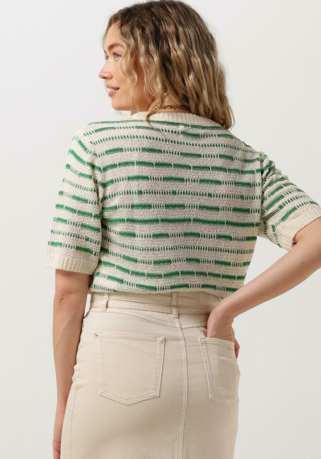 NUKUS Dames Truien & Vesten Vinna Pullover Ss Stripe Groen