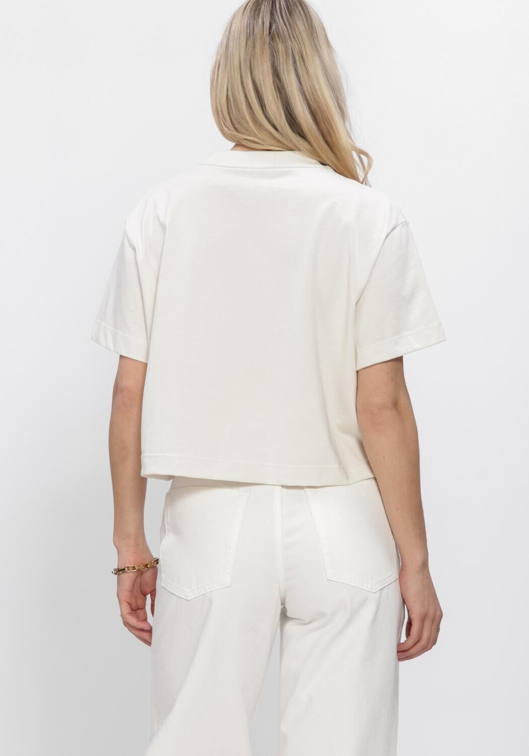 Ecru CALVIN KLEIN T-shirt SS CROPPED BOXY GRAPHIC TEE - large