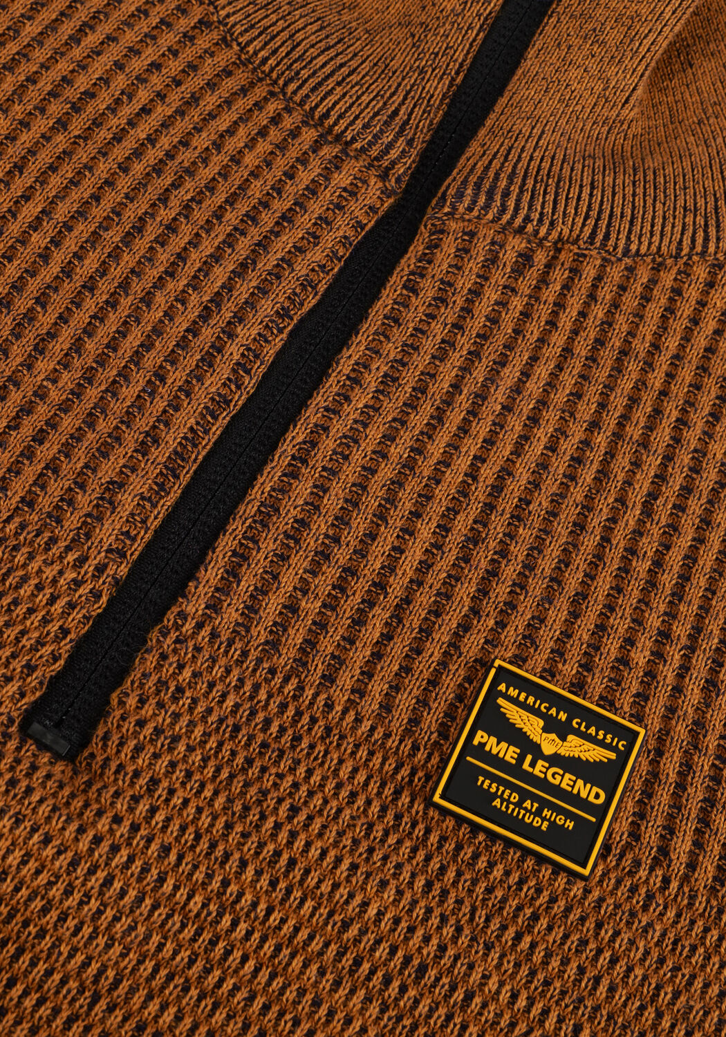 Gele PME LEGEND Trui HALF ZIP COLLAR COTTON PLATED - large