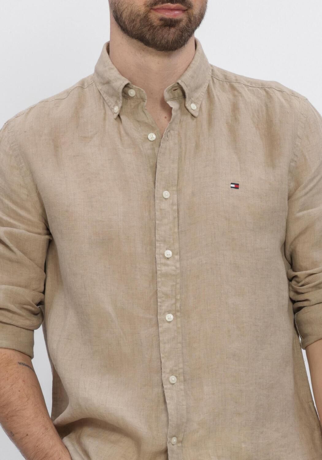 Beige TOMMY HILFIGER Casual overhemd PIGMENT DYED LI SOLID RF SHIRT - large