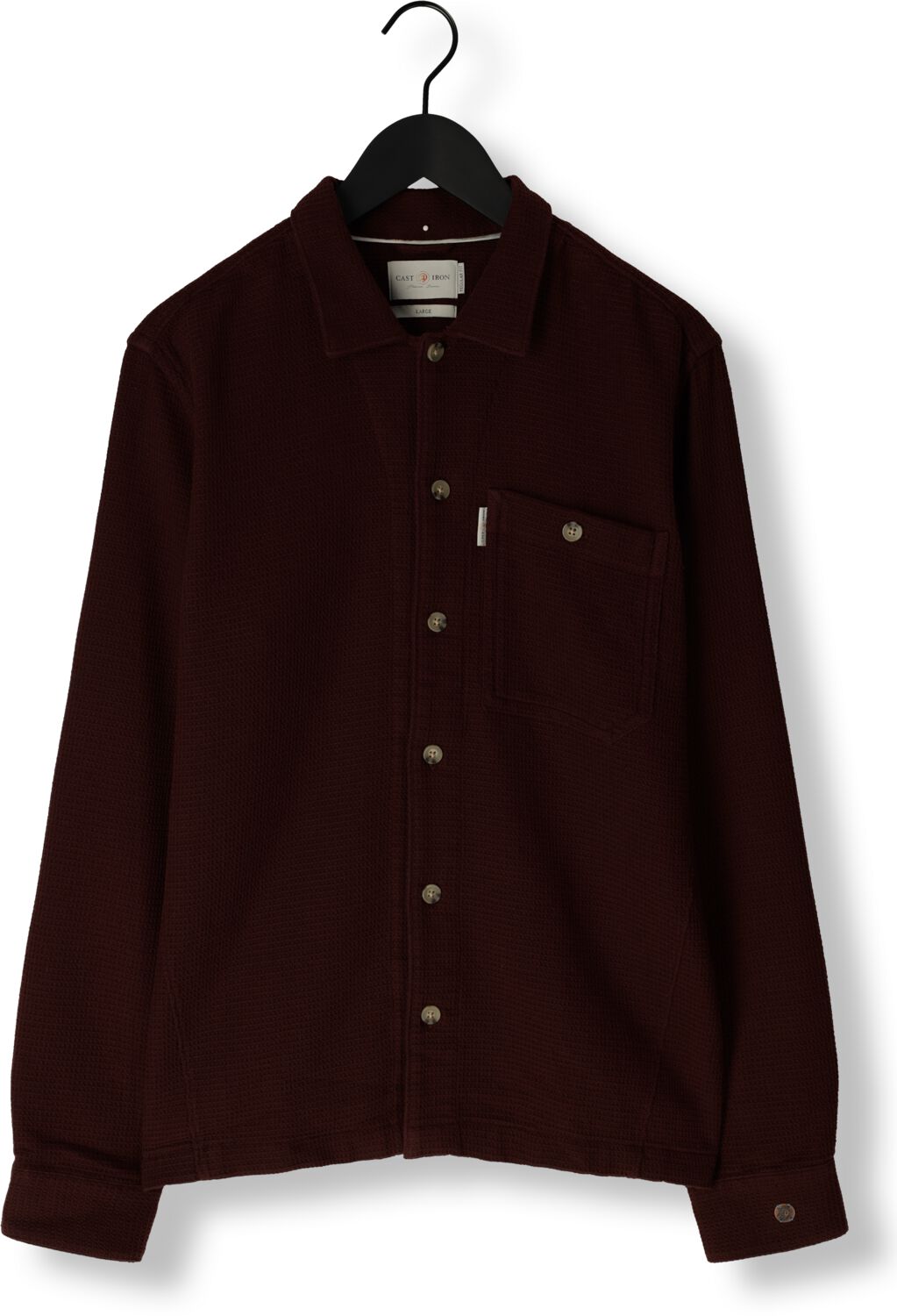 CAST IRON Heren Overhemden Long Sleeve Shirt Solid Regular Fit Bruin