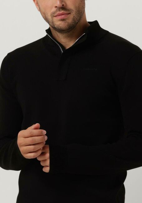 Zwarte PUREWHITE Trui HALF ZIP WITH RIBBED COLLAR - large