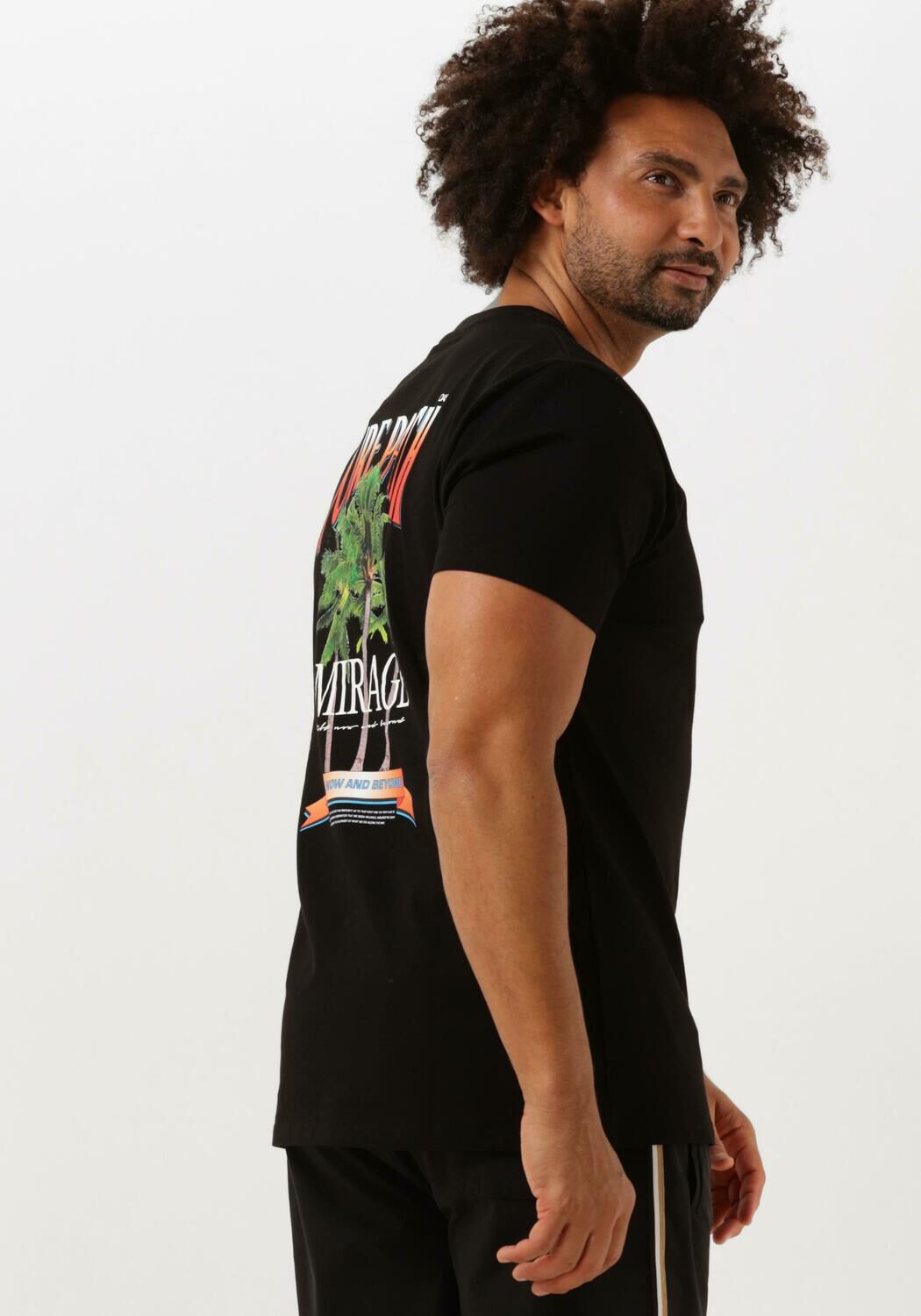 PURE PATH Heren Polo's & T-shirts Tshirt With Front And Back Print Zwart
