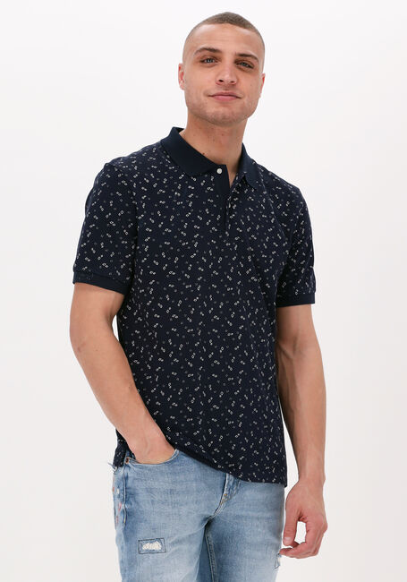 Donkerblauwe SCOTCH & SODA Casual overhemd PRINTED PIQUE POLO IN ORGANIC COTTON - large