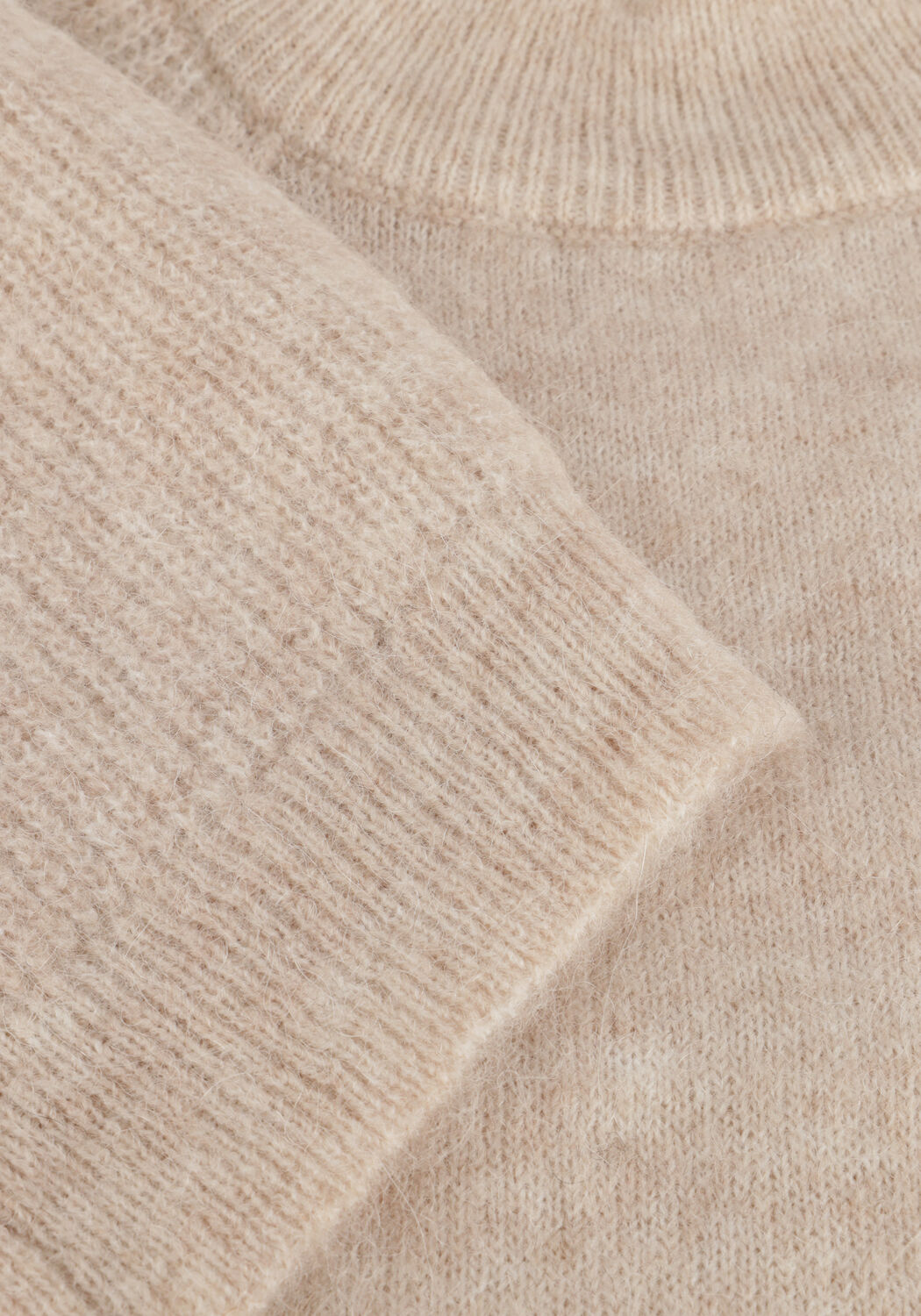 Beige SELECTED WOMEN Mini jurk SLFLULU LS HIGH NECK KNIT DRESS - large