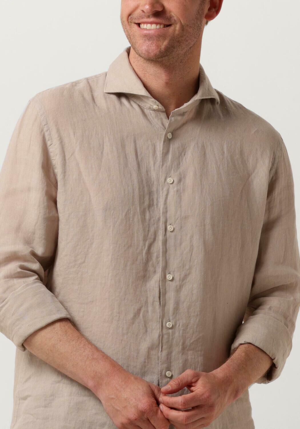 PROFUOMO Heren Overhemden Shirt X-cutaway Sc Linnen Beige