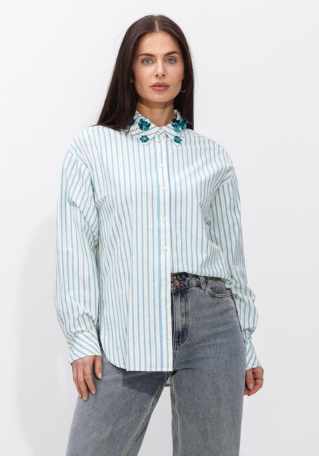 Witte JANSEN AMSTERDAM Blouses MICKY BLOUSE SA 751 STRIPE LONG SLEEVE SEQUINS AT COLLAR - large