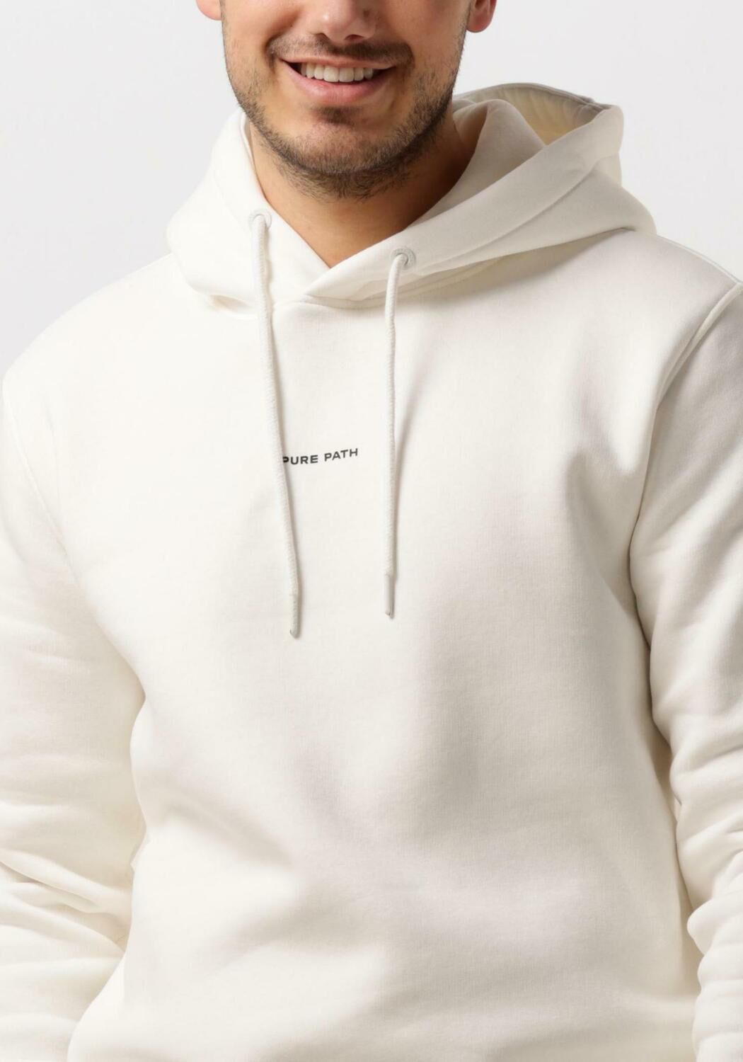 PURE PATH Heren Truien & Vesten Essential Logo Hoodie Gebroken Wit