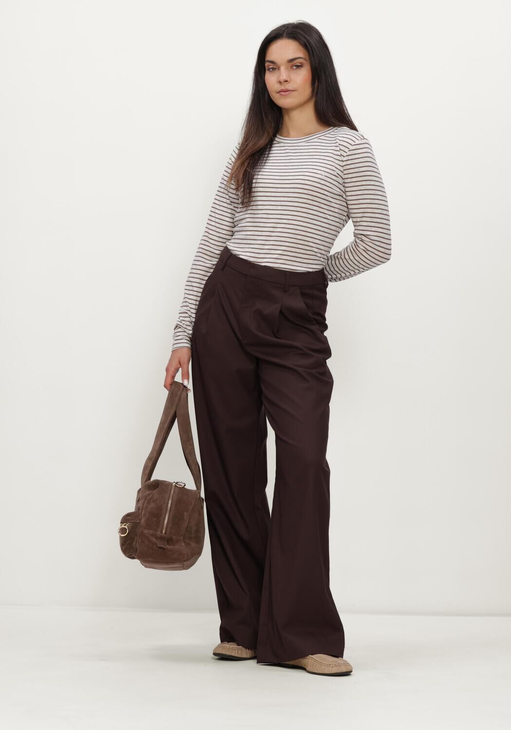 AIMEE THE LABEL Dames Tops & T-shirts Zenolucaw6 Striped Ls Zand