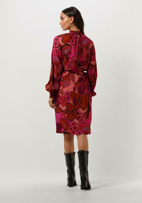 Roze JANSEN AMSTERDAM Mini jurk WFP598 DRESS PRINT WITH SMOCKED TURTLE NECK - large