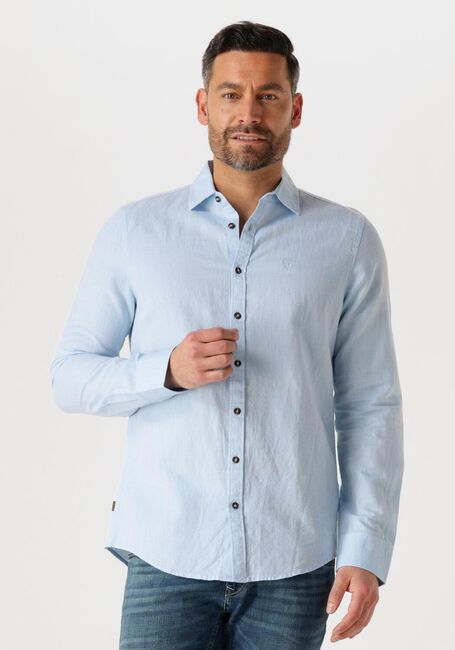 Blauwe PME LEGEND Casual overhemd LONG SLEEVE SHIRT COTTON LINEN 2 TONE - large