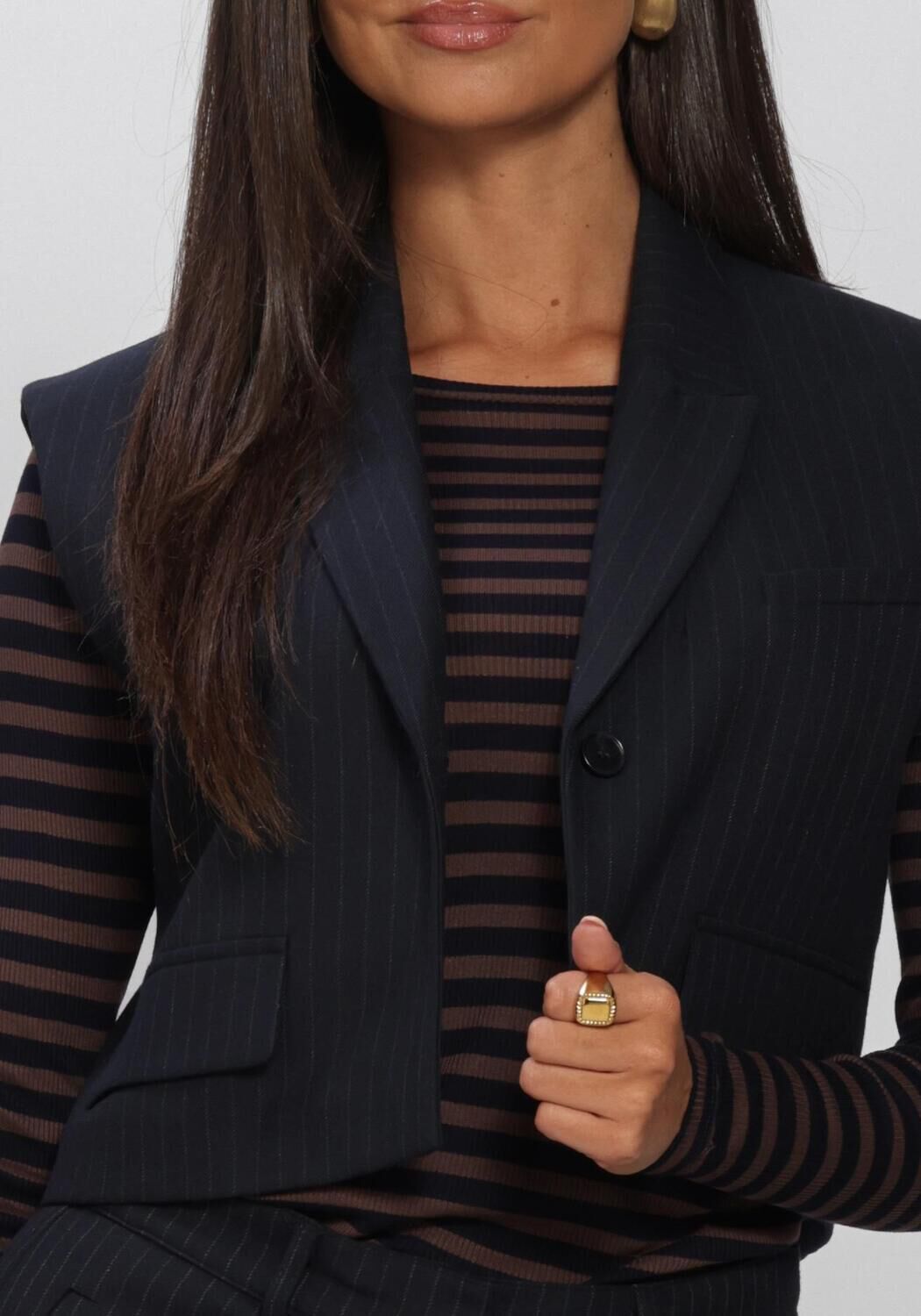 Donkerblauwe BY-BAR Blazer BOBI PINSTRIPE GILET - large