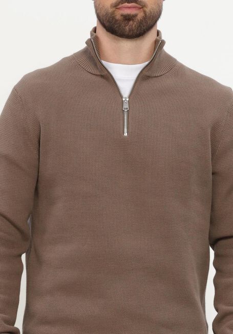 Camel SELECTED MEN Trui SLHDANE LS KNIT STRUCTURE HALF ZIP NOOS - large