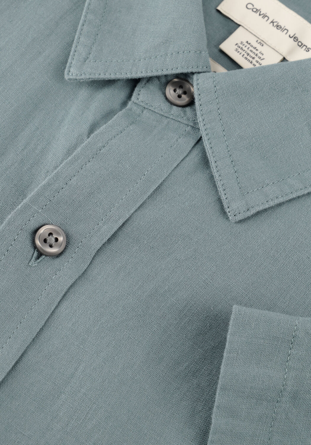 Groene CALVIN KLEIN Casual overhemd SS SOLID CASUAL LINEN CLASSIC SH - large