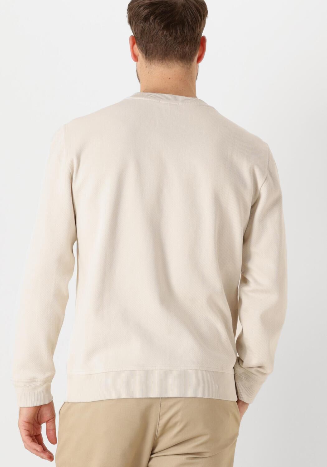 CAST IRON Heren Truien & Vesten Long Sleeve R-neck Regular Fit Twill Ecru