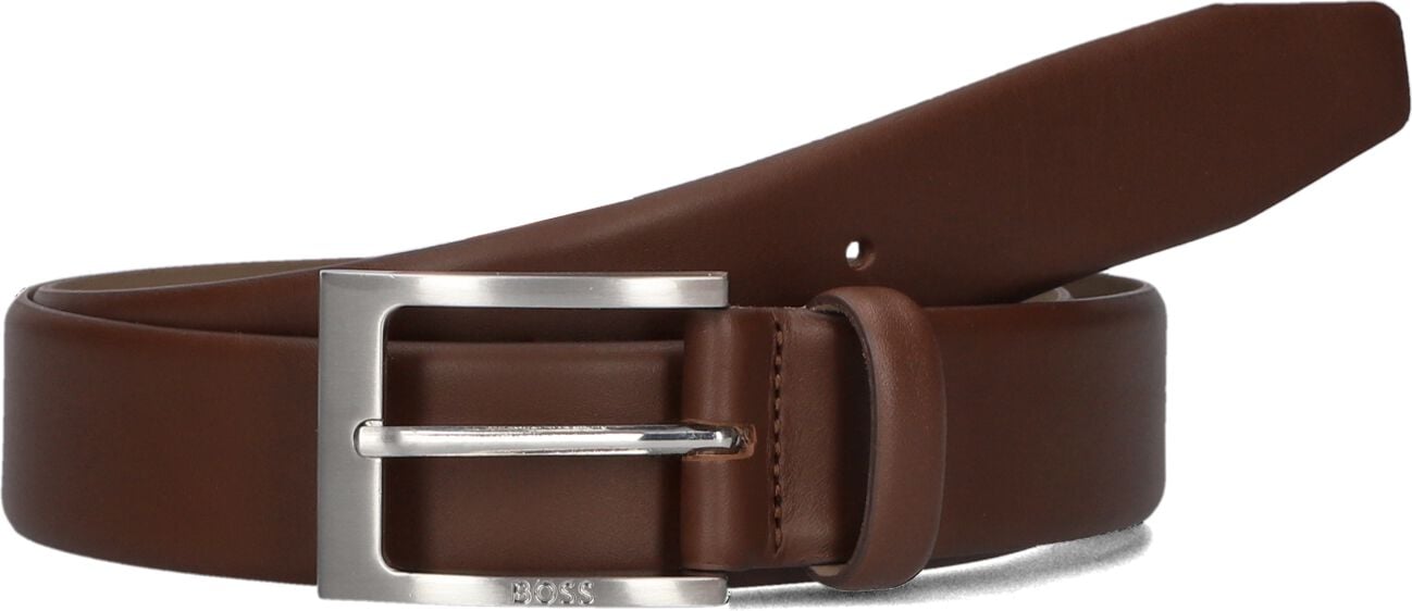 Hugo Boss Tijdloze Italiaanse Leren Riem met Logo-gegraveerde Gesp Black Heren