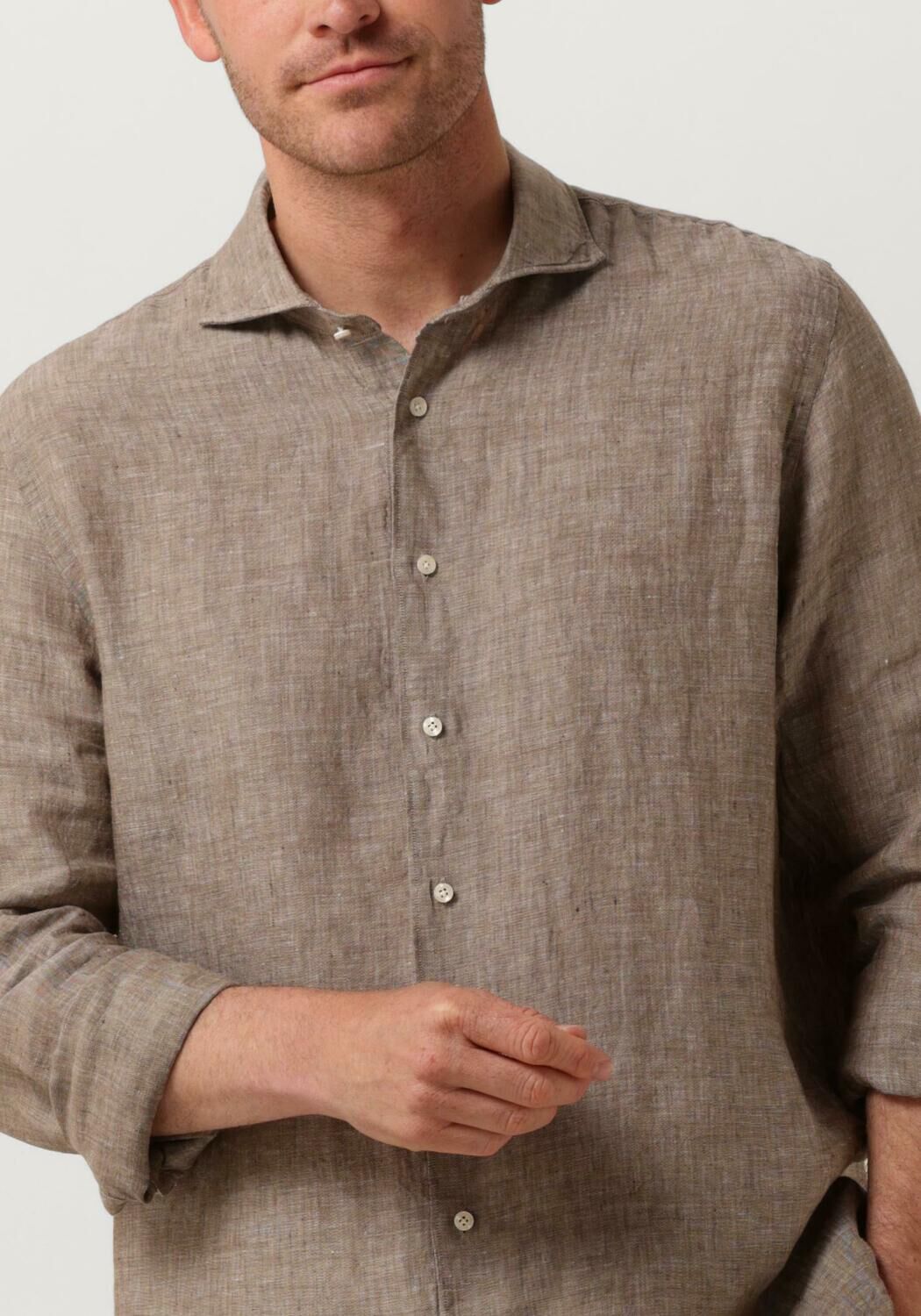PROFUOMO Heren Overhemden Shirt X-cutaway Sc Linnen Bruin