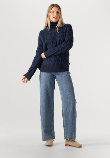 Donkerblauwe TOMMY HILFIGER Coltrui SOFT WOOL CABLE ROLL-NK LS SWT - large