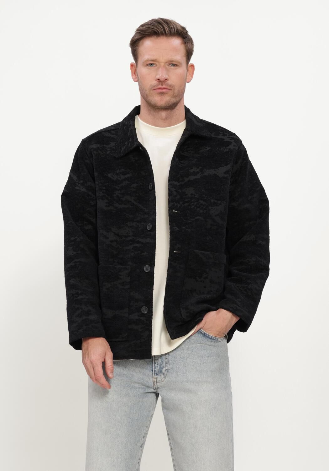 Zwarte WOODBIRD Jack WBBLADE CHENILLE JACKET - large