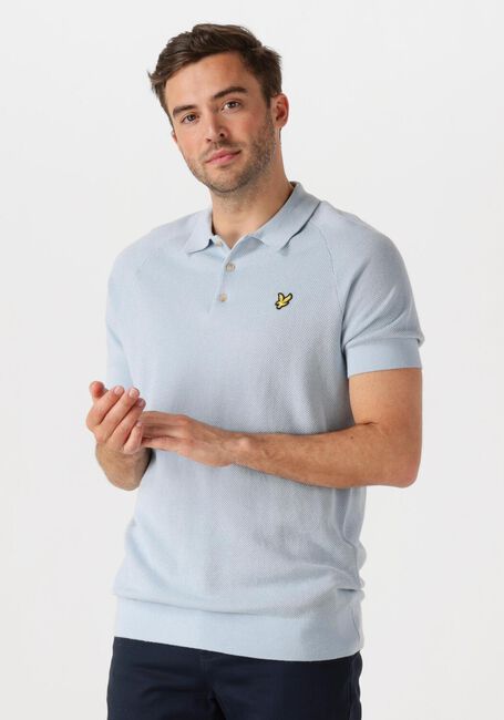 Lichtblauwe LYLE & SCOTT Polo LINEN BLEND KNITTED POLO - large