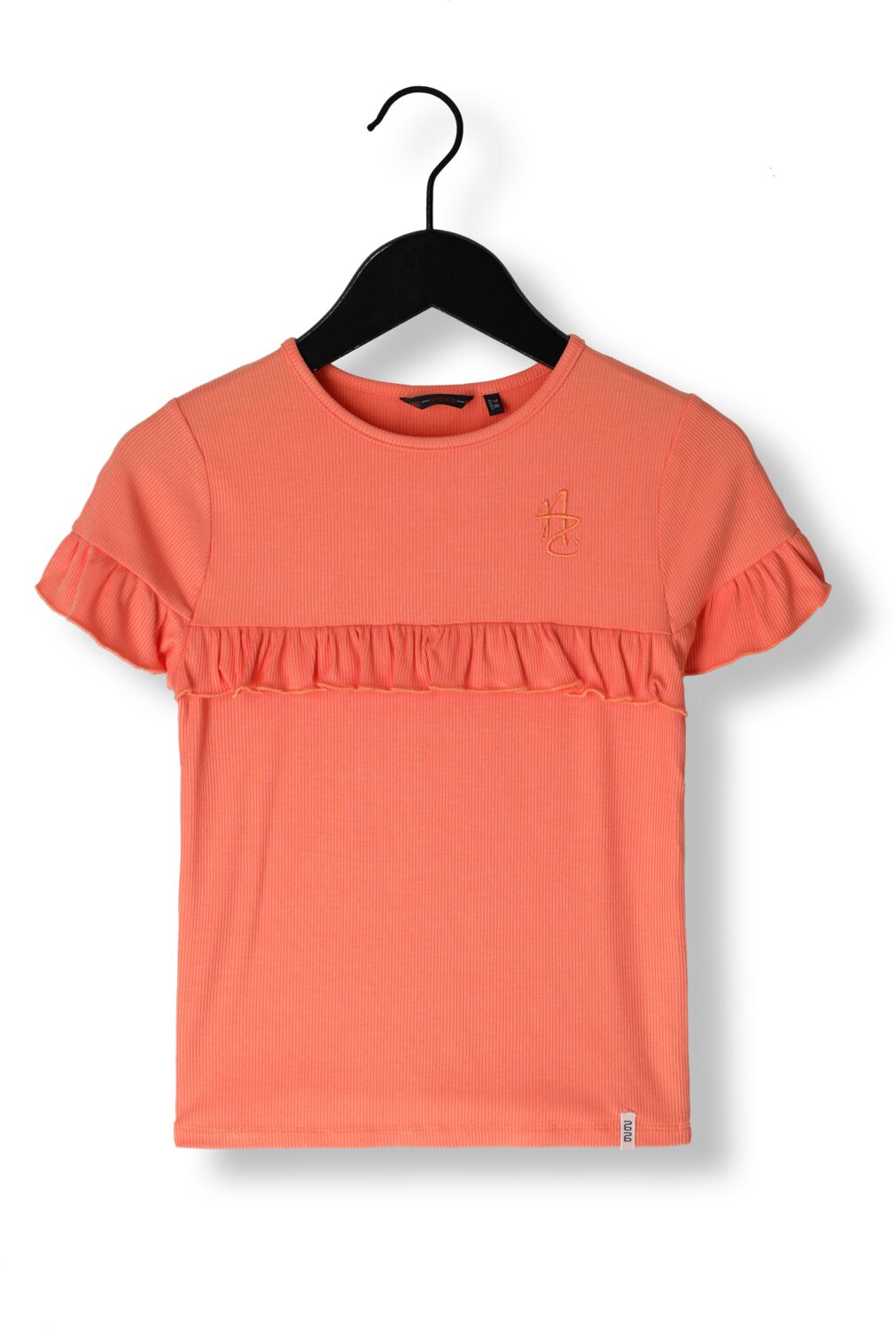 NONO Meisjes Tops & T-shirts Kovan Rib Jersey T-shirt Ruffles Koraal