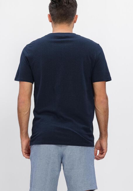 Donkerblauwe SELECTED MEN T-shirt SLHADAM LINEN BLEND SS TEE NOOS - large