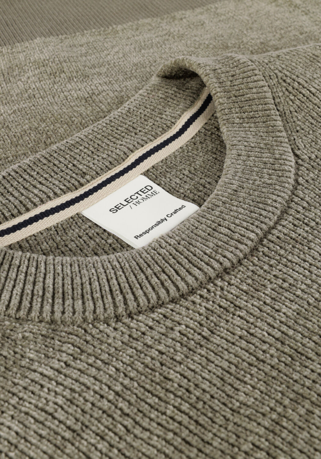 Groene SELECTED MEN Trui RODNEY LS CREW NECK W - large