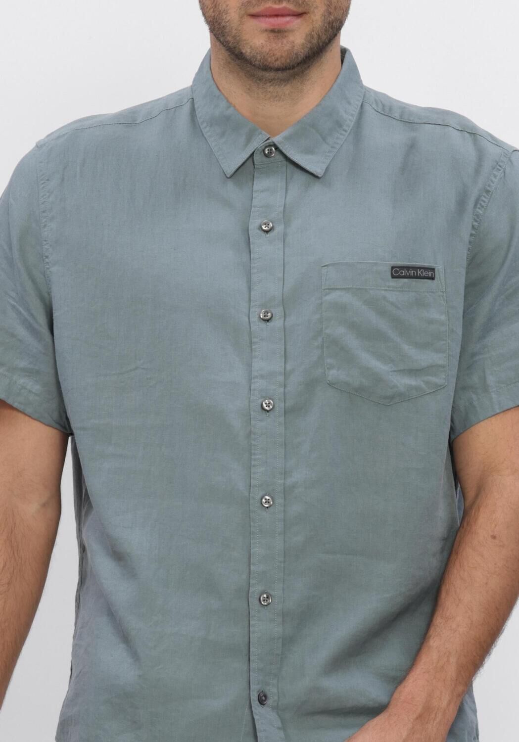 Groene CALVIN KLEIN Casual overhemd SS SOLID CASUAL LINEN CLASSIC SH - large