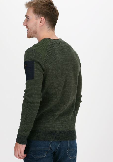 Groene PME LEGEND Trui R-NECK COTTON RIB KNIT - large