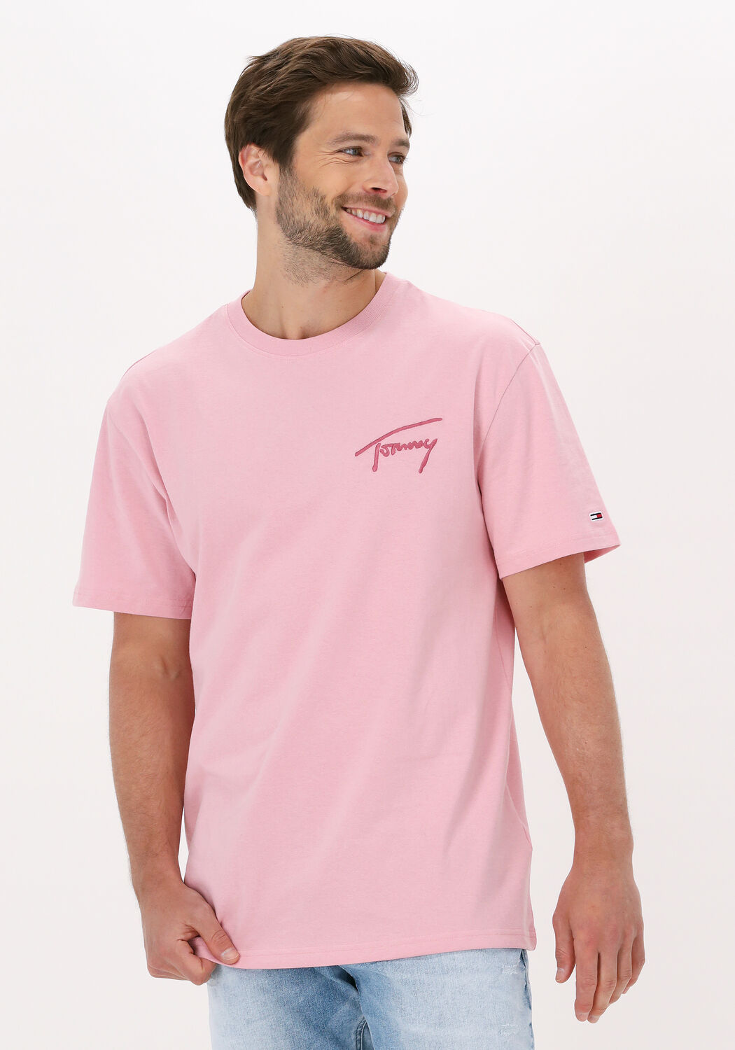 Roze TOMMY JEANS T-shirt TJM TOMMY SIGNATURE TEE | Omoda