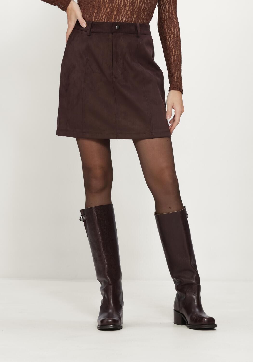 Bruine OBJECT Minirok OBJALLIE HW SHORT SKIRT R - large
