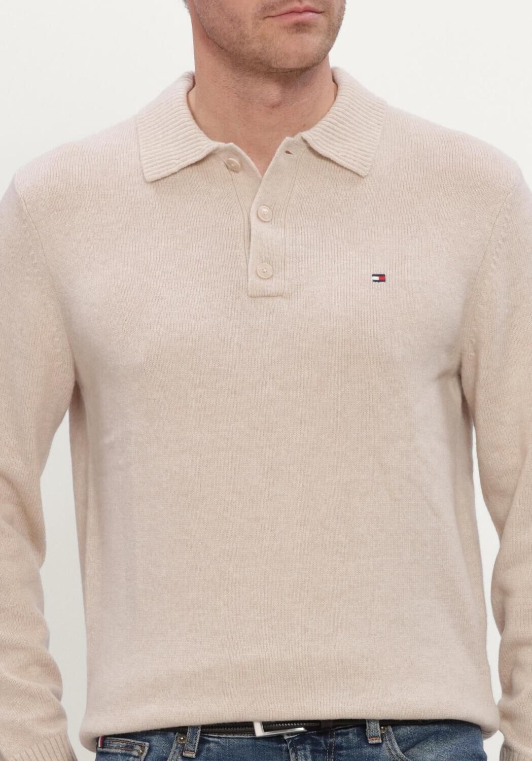 Beige TOMMY HILFIGER Polo LAMBSWOOL LS POLO - large