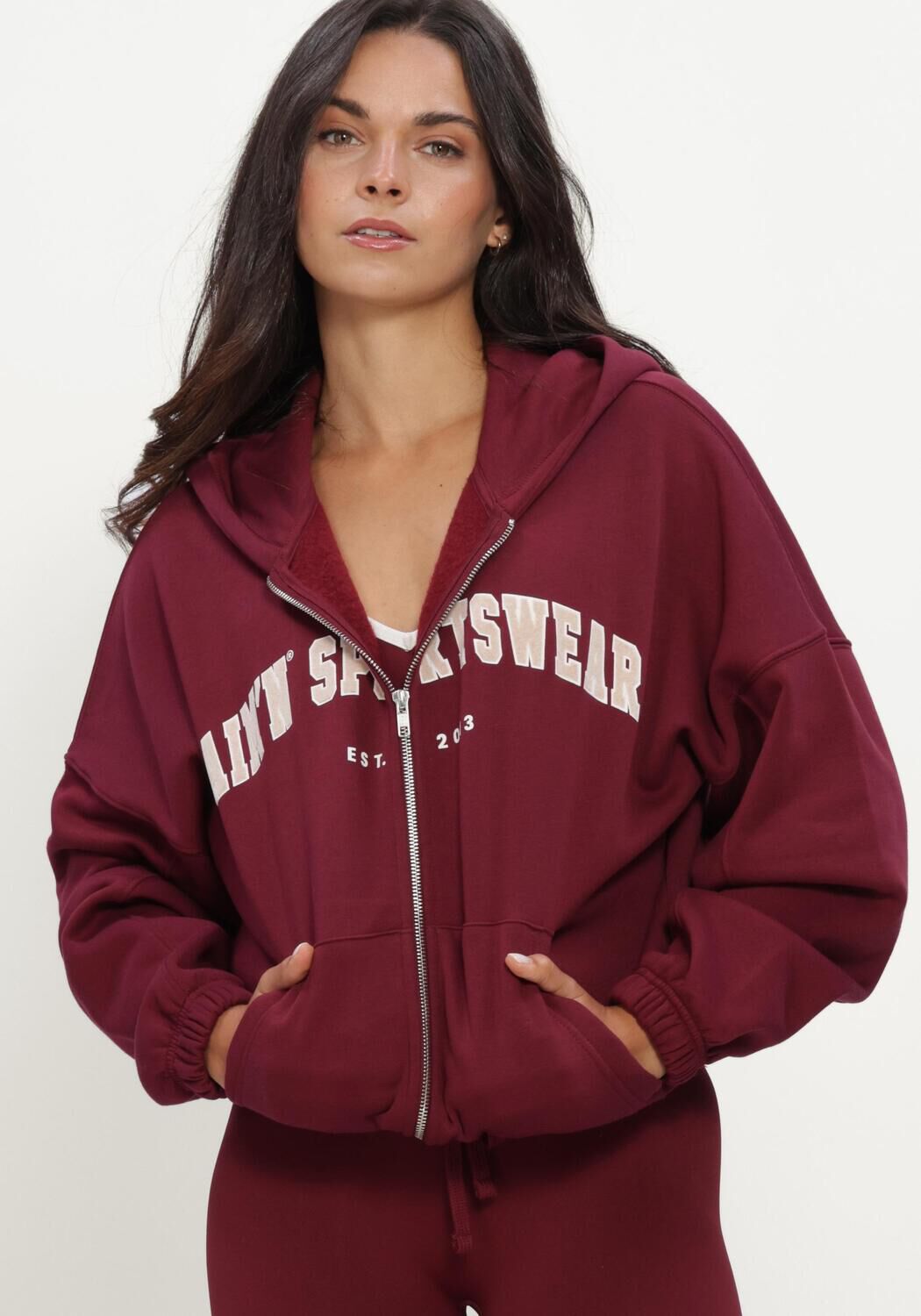 AIM'N Dames Truien & Vesten Varsity Sweat Zip Hood Bordeaux