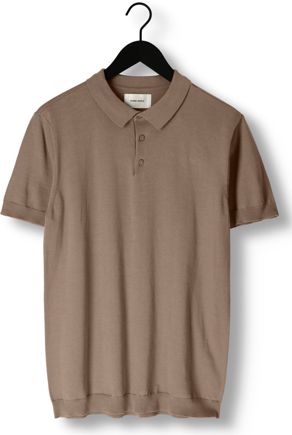 PURE PATH Heren Polo's & T-shirts Knit Polo With Chestprint Taupe