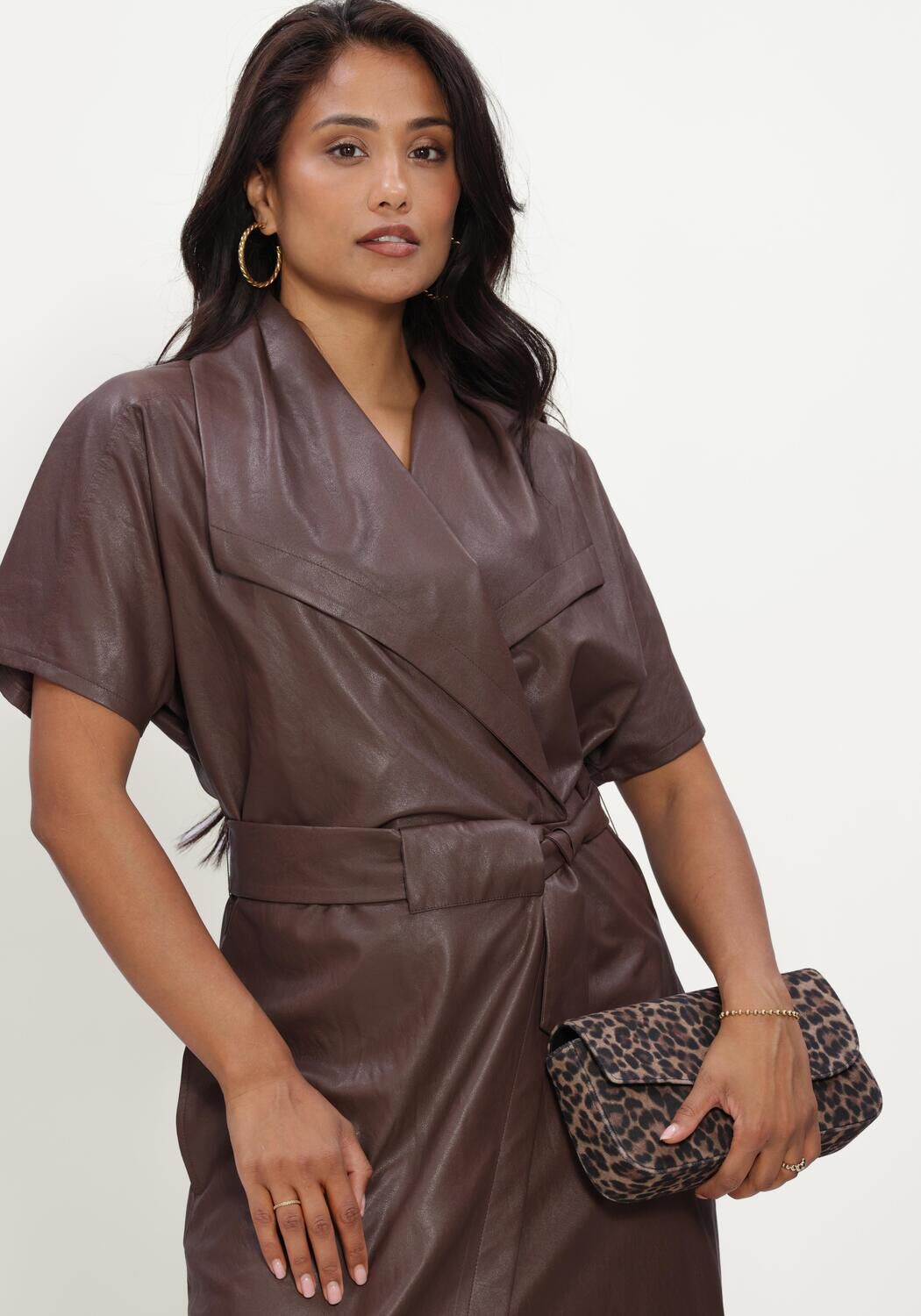 Bruine CAROLINE BISS Midi jurk 4105 - large