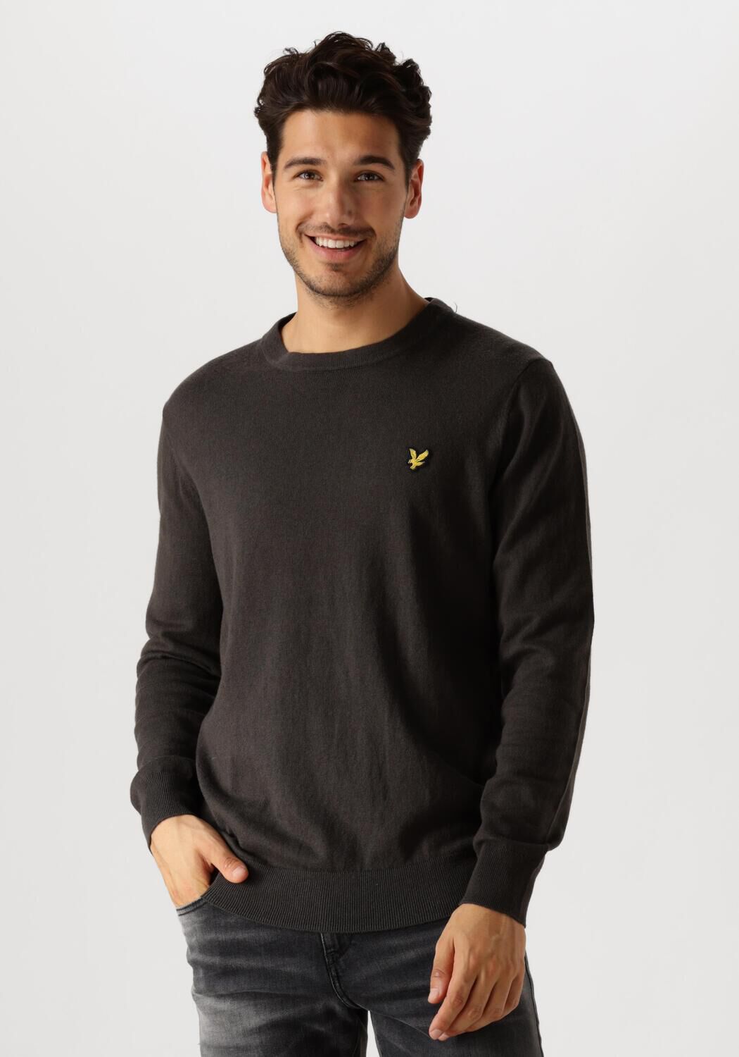LYLE & SCOTT Heren Truien & Vesten Cotton Merino Crew Neck Jumper Donkergrijs