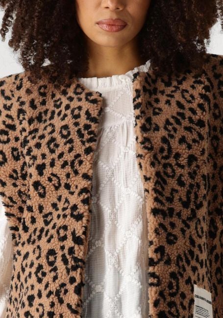 Bruine COLOURFUL REBEL Gilet YONI LEOPARD TEDDY GILET - large