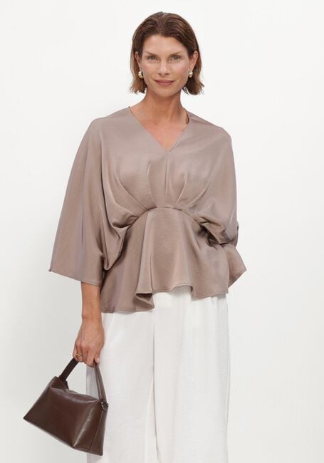Taupe NEO NOIR Blouses RIVINA HEAVY SATEEN BLOUSE - large