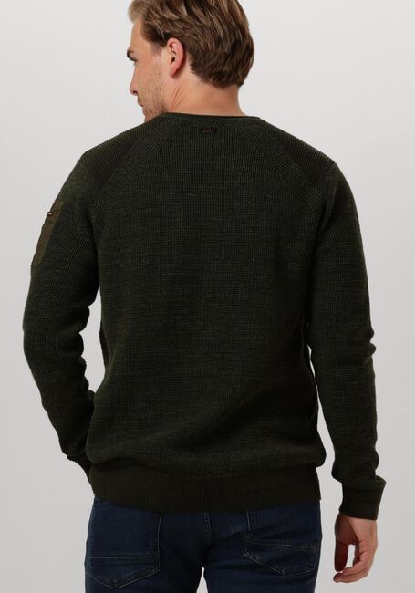 Groene PME LEGEND Trui R-NECK COTTON RIB MELEE KNIT - large