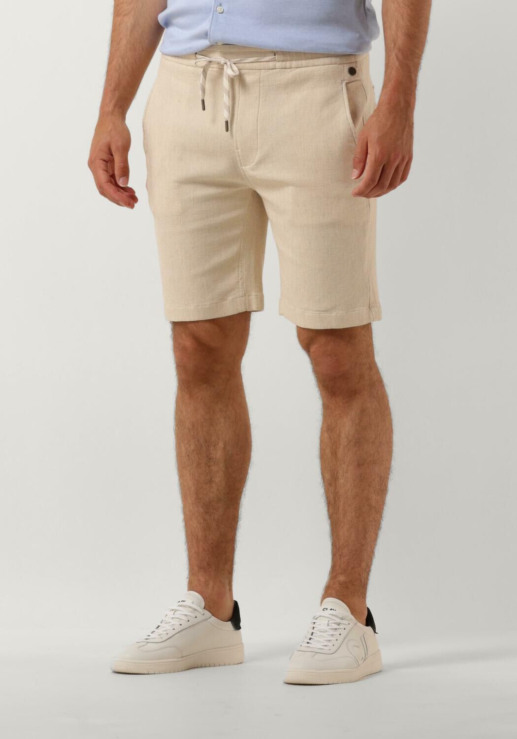 CAST IRON Heren Broeken Chino Shorts Waffle Structure Beige